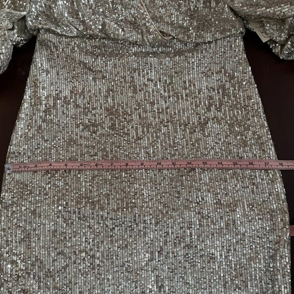 NWT ELIZA J Sequined Blouson Shift Dress Silver size 6 Wedding Guest Evening - Picture 6 of 10